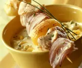 Puten-Kartoffel-Spieß mit Mangocreme