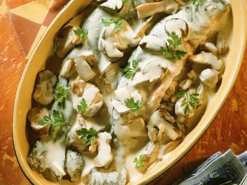 Saiblinge mit Sahne-Pilz-Soße