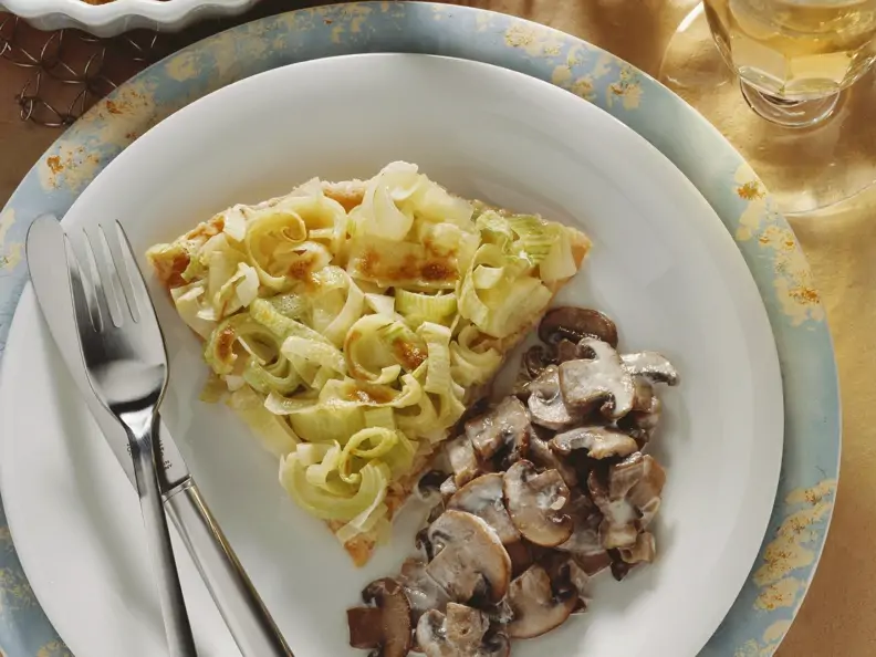 Lauchquiche mit Pilzgemüse