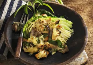 Überbackener Wirsing mit Pilzen
