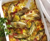Chicorée-Kartoffel-Gratin mit Schinken