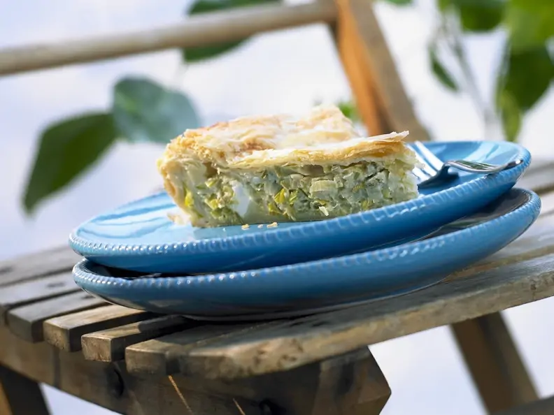 Lauchkuchen mit Feta auf griechische Art