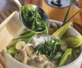 Hackfleisch-Pilz-Suppe mit Lauch und Schmelzkäse