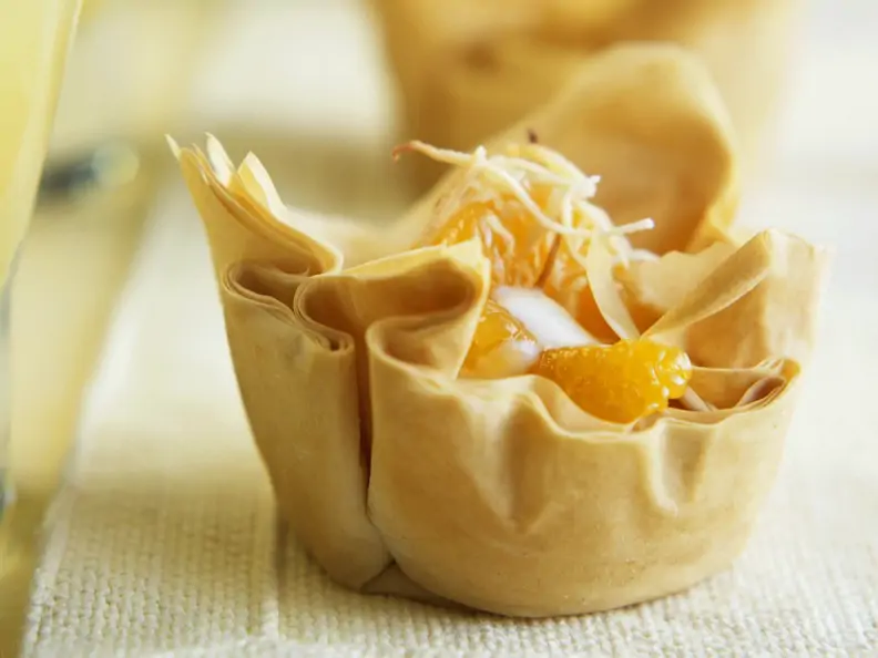 Filo-Mandarinen-Törtchen mit Kokoscreme