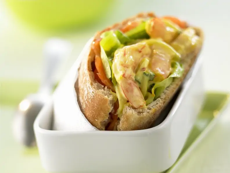 Ciabatta mit Curry-Garnelen