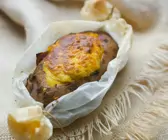 Gratinierte Süßkartoffel mit Lachs