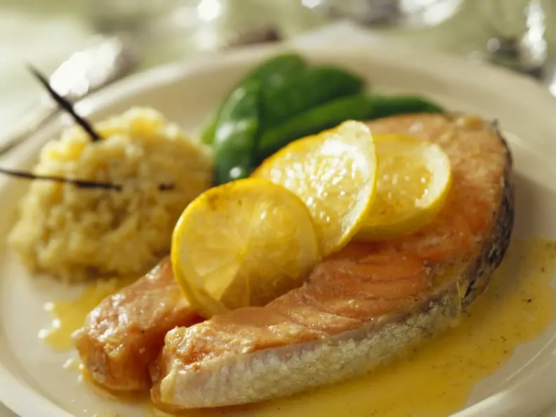 Lachs mit Zitrone und Reis mit Vanillearoma