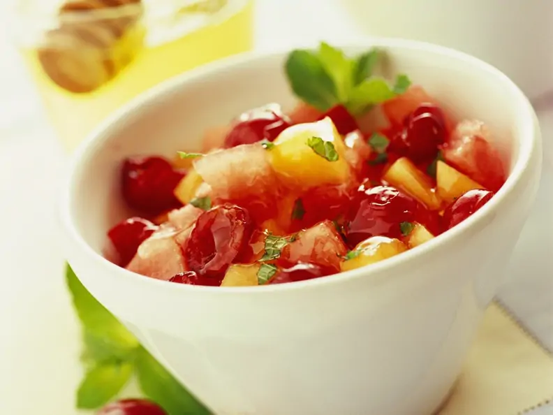 Kirsch-Melonen-Fruchtsalat