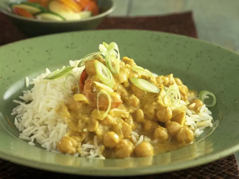 Kichererbsen-Curry mit Reis