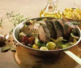 Rinderbraten mit Füllung dazu Gemüse