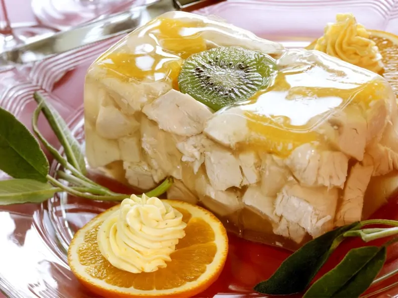 Geflügelgelee mit Orange, Kiwi und Salbei