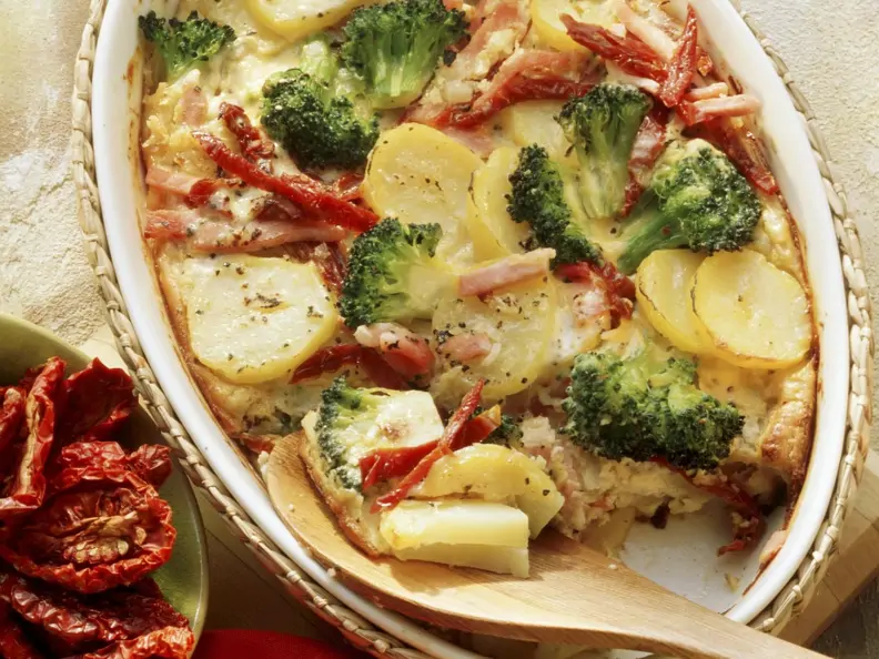 Kartoffel-Brokkoli-Gratin mit Kassler