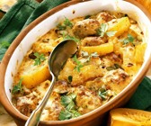 Bratwurst-Kürbis-Gratin