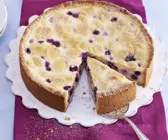 Weißer Zupfkuchen mit Blaubeeren