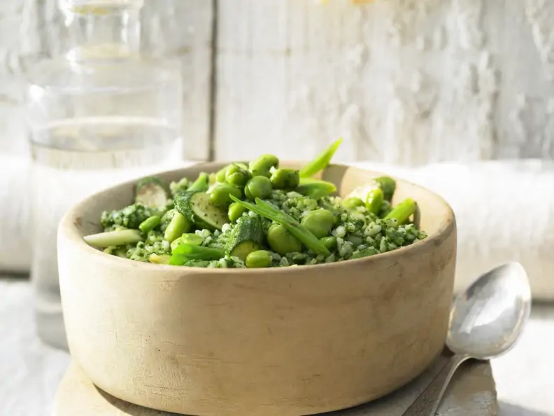 Risotto mit Ingwer und grünem Gemüse