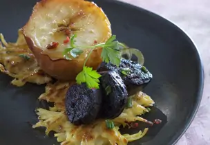 Boudin mit Apfel und Kartoffelrösti