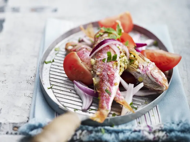Gefüllte Rotbarbe vom Grill