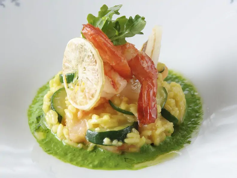 Risotto mit Schwertfisch und Shrimps