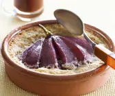 Gratin mit Mandelmus und Marsalabirne
