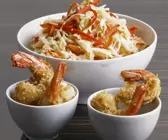Kohlsalat nach Asia-Art mit frittierten Scampi