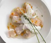 Fischsülze und Kräuter-Meerrettich-Creme