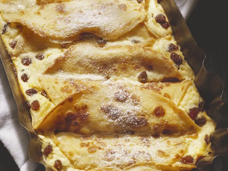 Gebackene Pfannkuchen mit Quarkfüllung