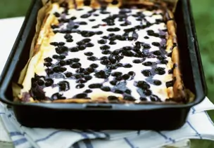 Quarkkuchen mit Heidelbeeren