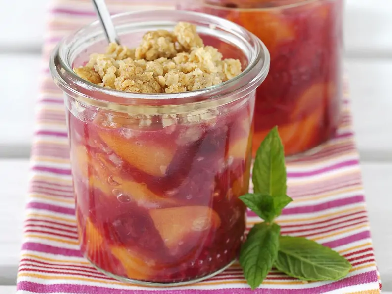 Pfirsich-Himbeer-Crumble