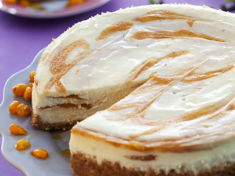 Frischkäsekuchen mit Sanddorn