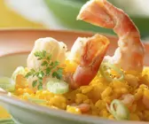 Safranrisotto mit Garnelenschwänzen