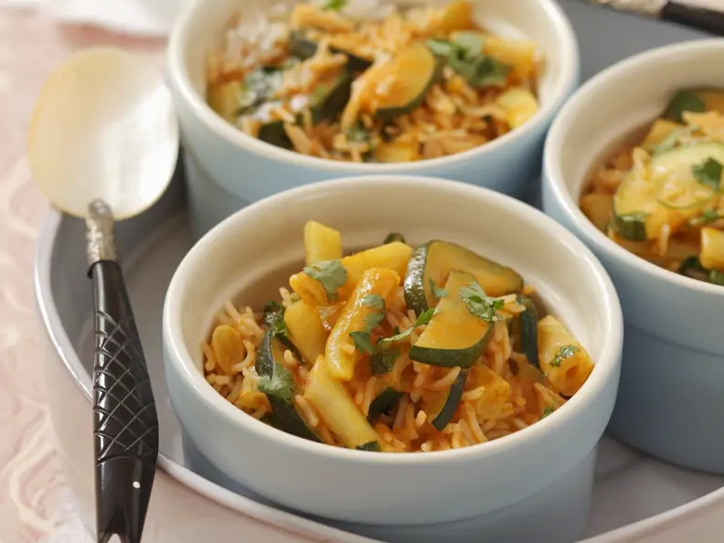 Zucchini-Wachsbohnen-Curry mit Koriander