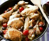 Geschmortes Hähnchen in Weißweinsacue