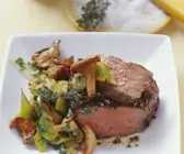 Rinderfilet mit Eierschwammerln und Porree