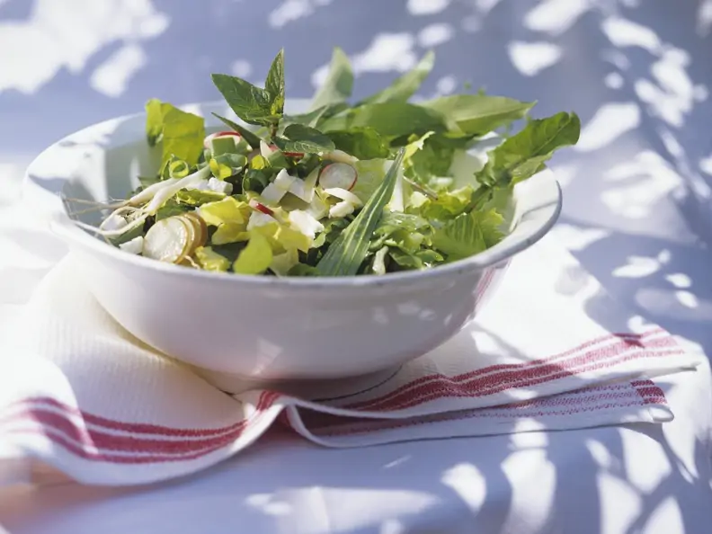 Blattsalat mit Radieschen und Kräutern