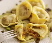 Tortelli mit Kürbis gefüllt dazu Fenchelgemüse