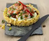 Avocadotörtchen mit Garnelen und Chorizo