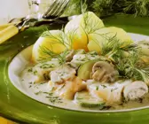Fischfrikassee mit Dill und Kartoffeln