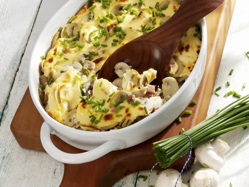 Champignon-Schinken-Gratin