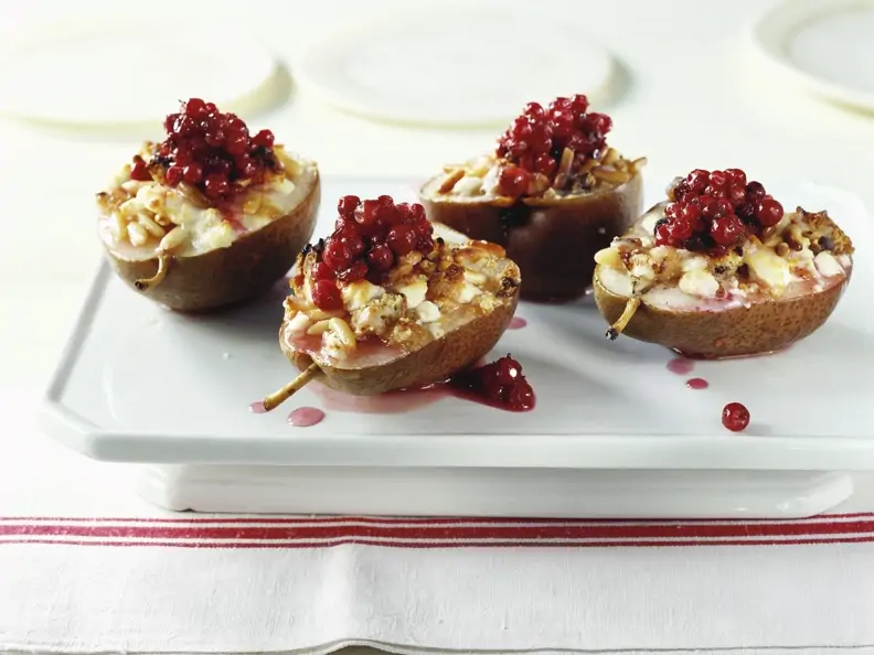 Birnen mit Ziegenkäse überbacken