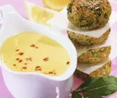 Süß-scharfe-Hollandaise mit Getreidefrikadellen