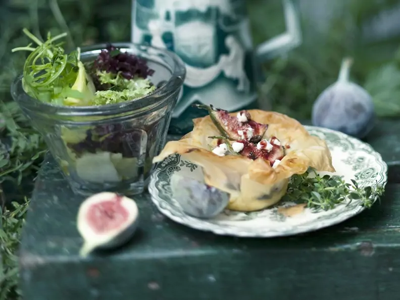 Feigenküchlein mit Ziegenkäse und Zitronenthymian