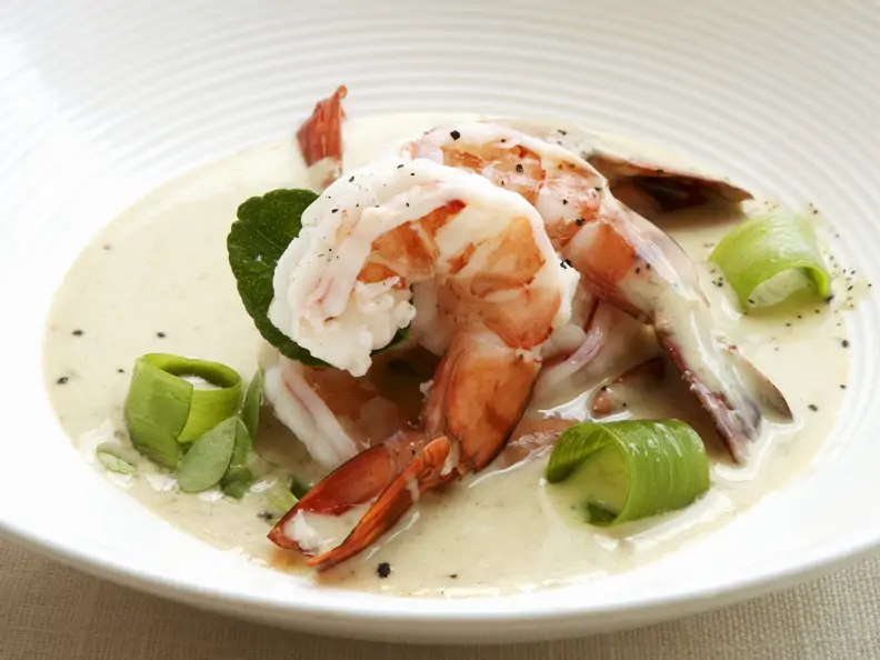 Shrimps-Curry mit Porree