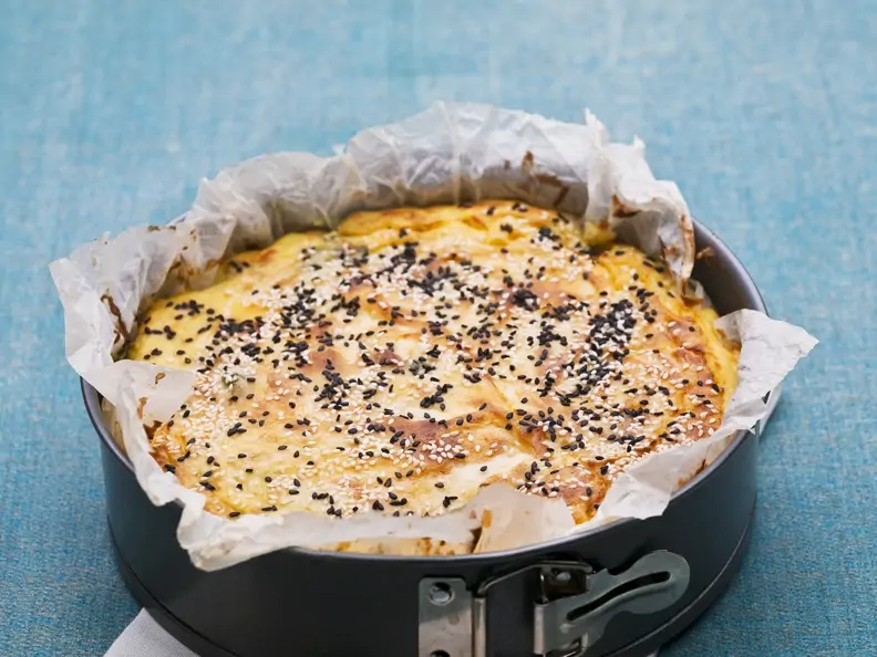 Kartoffelquiche mit Sesam
