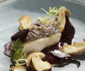 Waller mit Steinpilzen und Rote-Bete-Soße