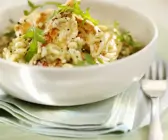 Risotto mit Hähnchen, Pesto und Rucola