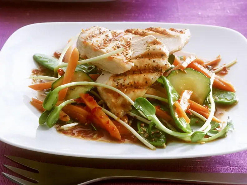 Gegrillte Hähnchenbrust mit Pfannengemüse