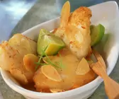 Seeteufel in Mandelteig frittiert (Tempura) mit Apfelchutney