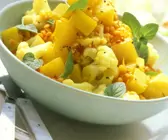 Kartoffel-Linsen-Salat mit Kürbis und Blumenkohl