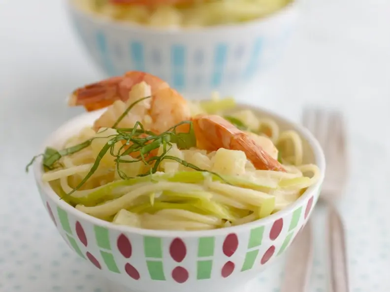 Pasta mit Kokos-Garnelen-Soße