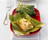 Pangasius im Bananenblatt gedämpft